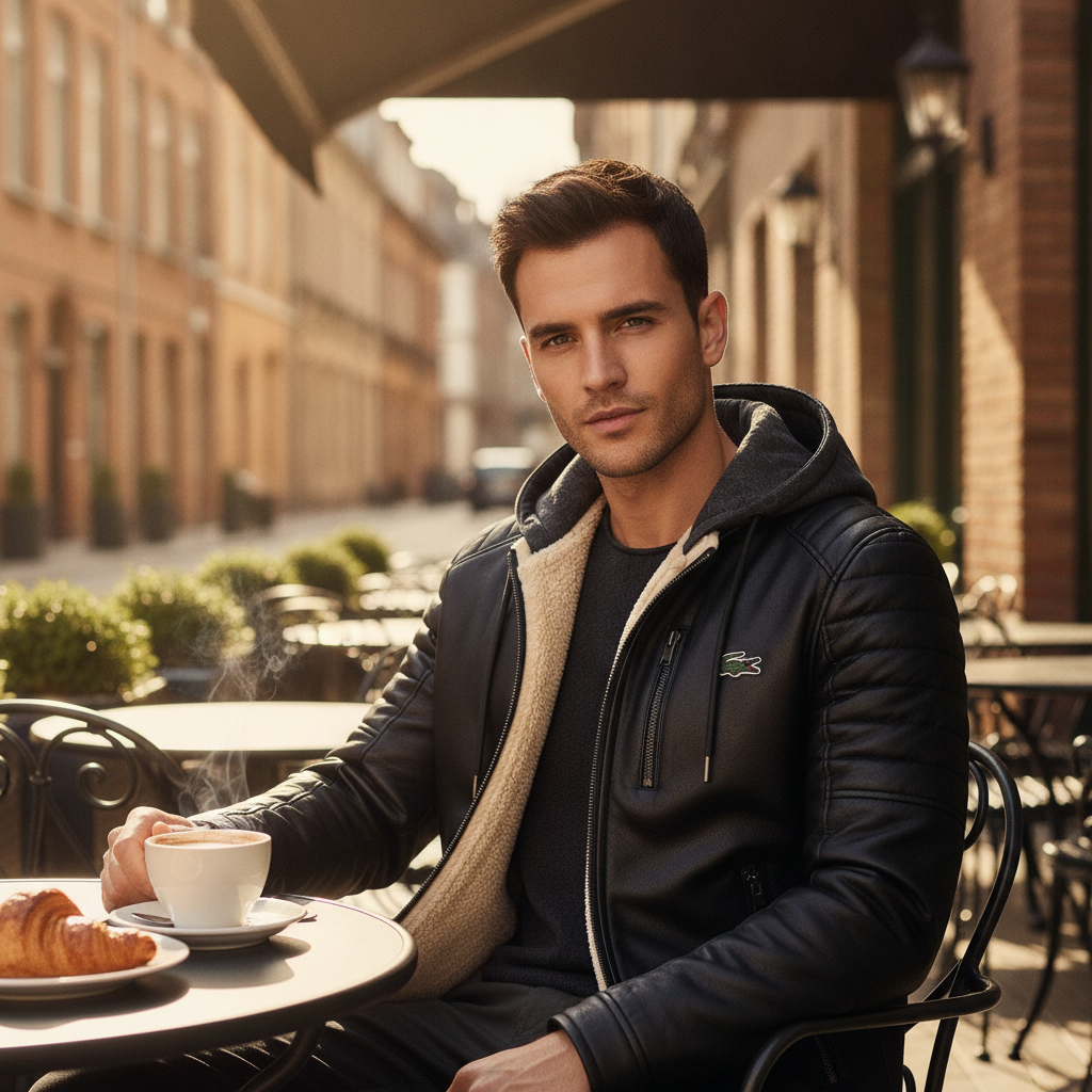 Sherpa Noir Hooded Leather Jacket