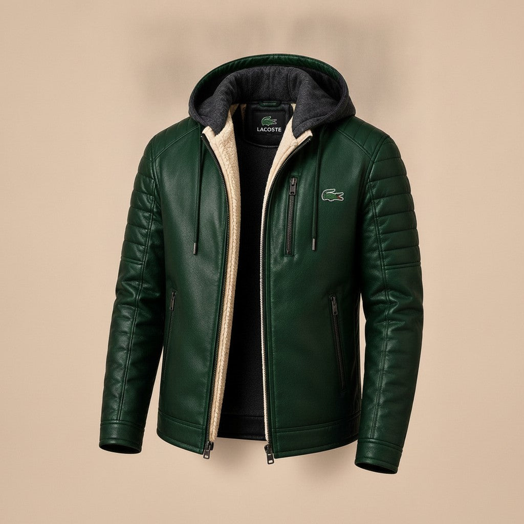 Sherpa Noir Hooded Leather Jacket